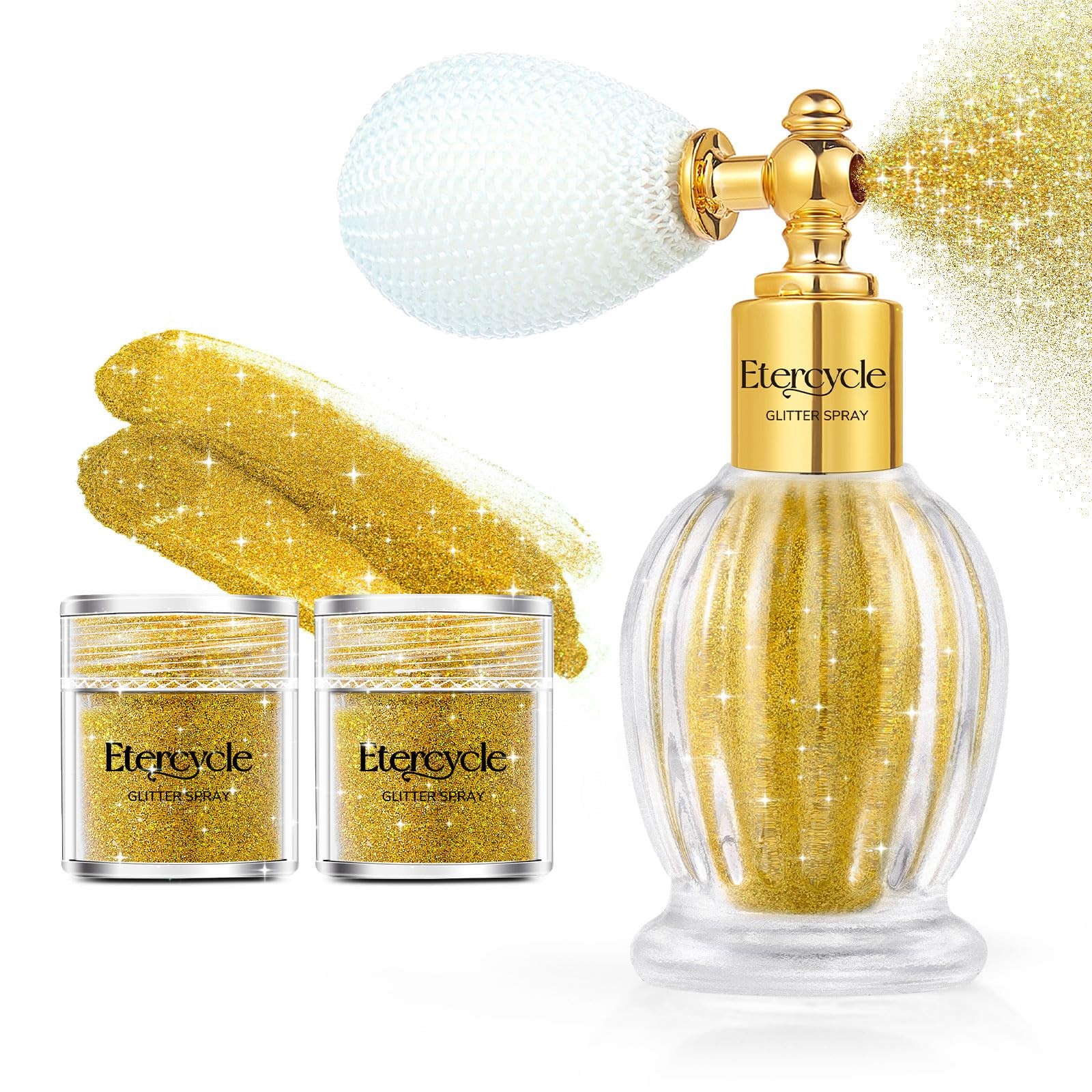 Hair Glitter Spray, Gold Body Glitter Spray Fine Face Shimmer Powder,