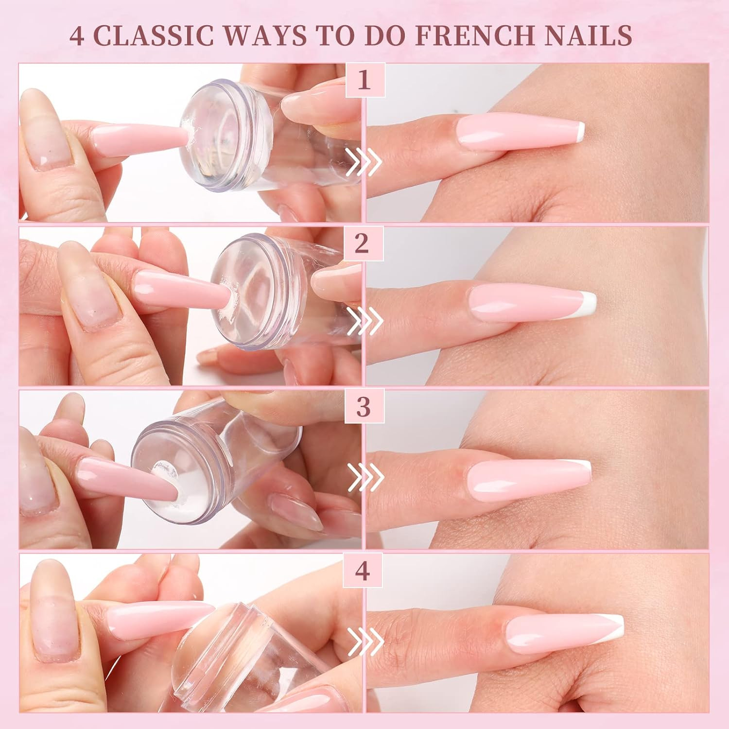 2PCS Silicone Head Nail Stamp Set with Scraper French Nail Art Template DIY Tool