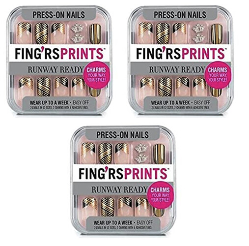 3-Pack NEW Fing’rs Prints Press-On Nails 24 Count 31051 Walk This Way (Sealed)