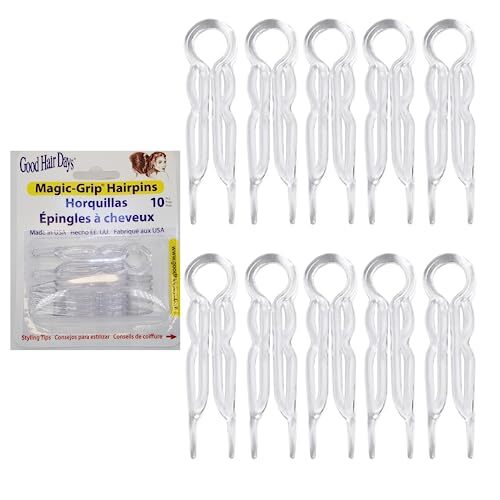 Good Hair Days Pins – Plastic, U-shaped 10 Count (Pack of 1), Crystal