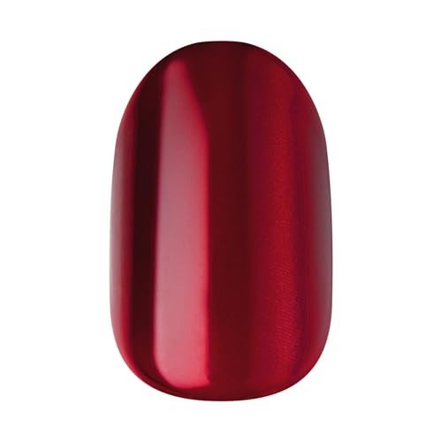 Press On Nails 30 Count Short Oval Red Glossy No Glue Kit with Prep Pad File