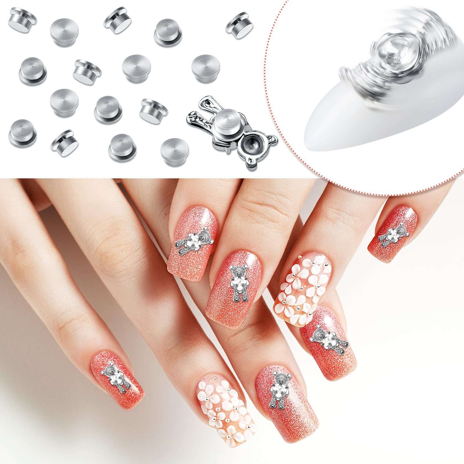 30 Pieces Spinning Nail Charms Nail Art Rotating Charm Bearing Art Tool Rings…
