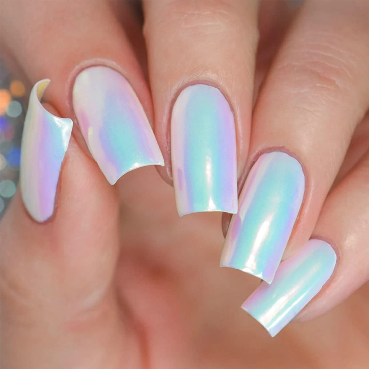1 Jar Unicorn Chrome Nail Powder Pearl Iridescent Metallic