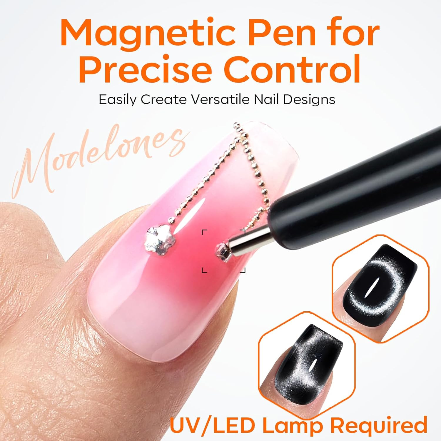 Cat Eye Magnet Set, 15PCS Multi-Shape Nail Magnet for Cateye Gel Polish, Heart M