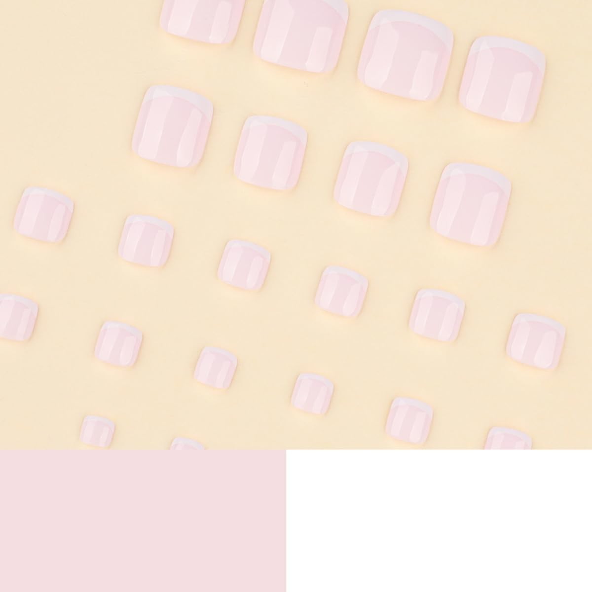 White French Tip Press on Toenails – Milky White Fake Toenails Short False To…