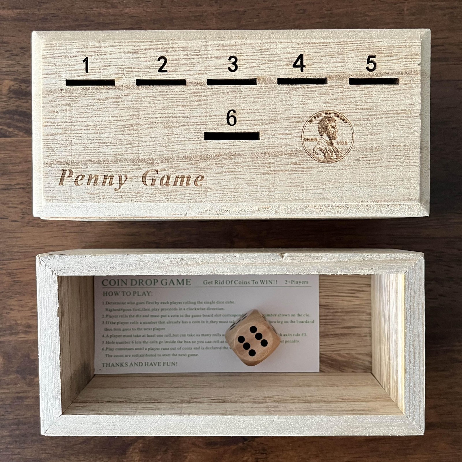 Penny Game – Fun 6 inches x 2.49 x 2.5 inches, Natural Wood Color