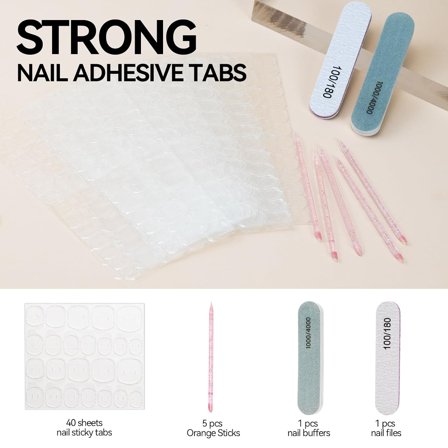960 PCS Nail Adhesive Tabs for Press on 40 Sheets,12 Size Sticky Tabs for Fake