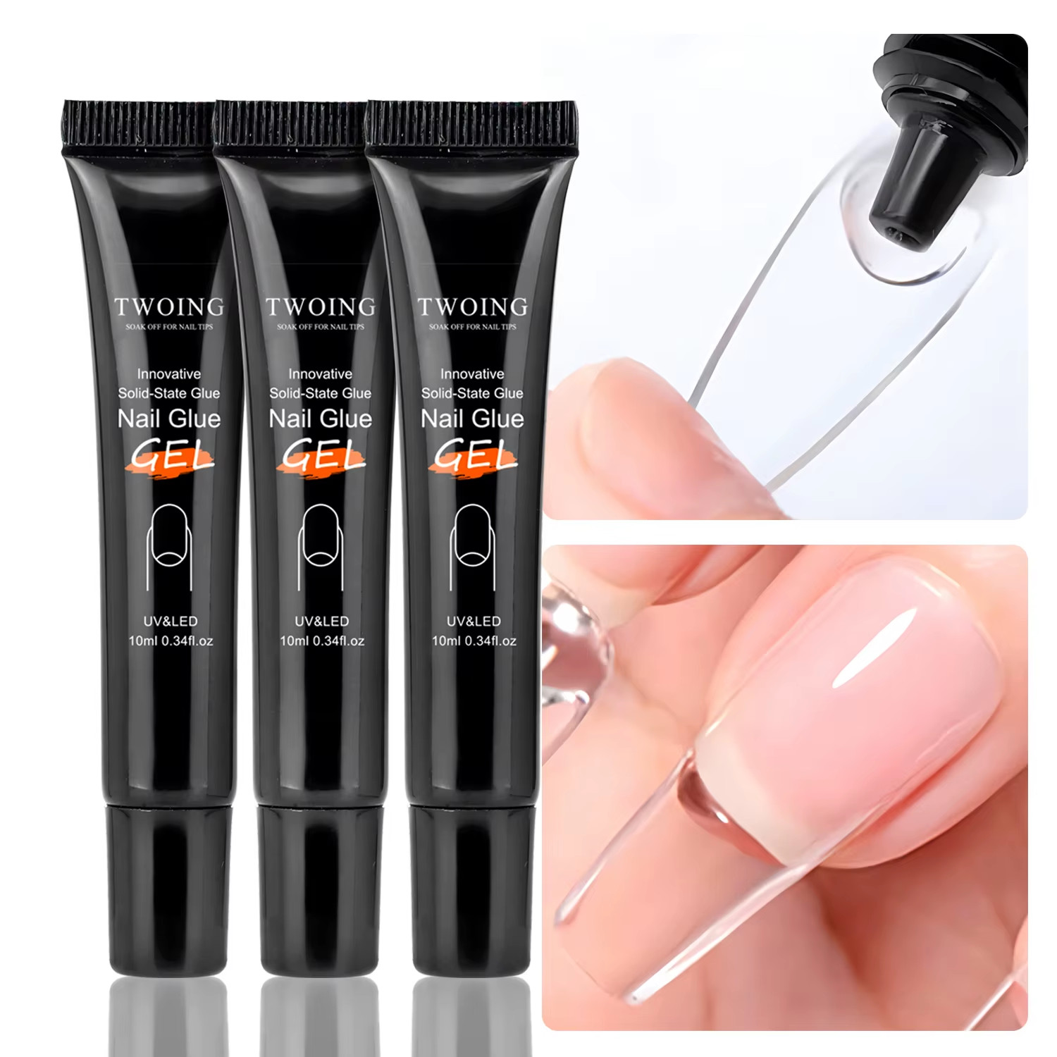 Solid Nail Glue Nail Tips Gel for Press on Nails,Acrylic Nail Gel for Manicure E