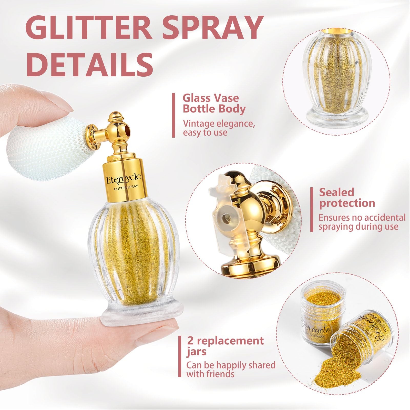 Hair Glitter Spray, Gold Body Glitter Spray Fine Face Shimmer Powder,