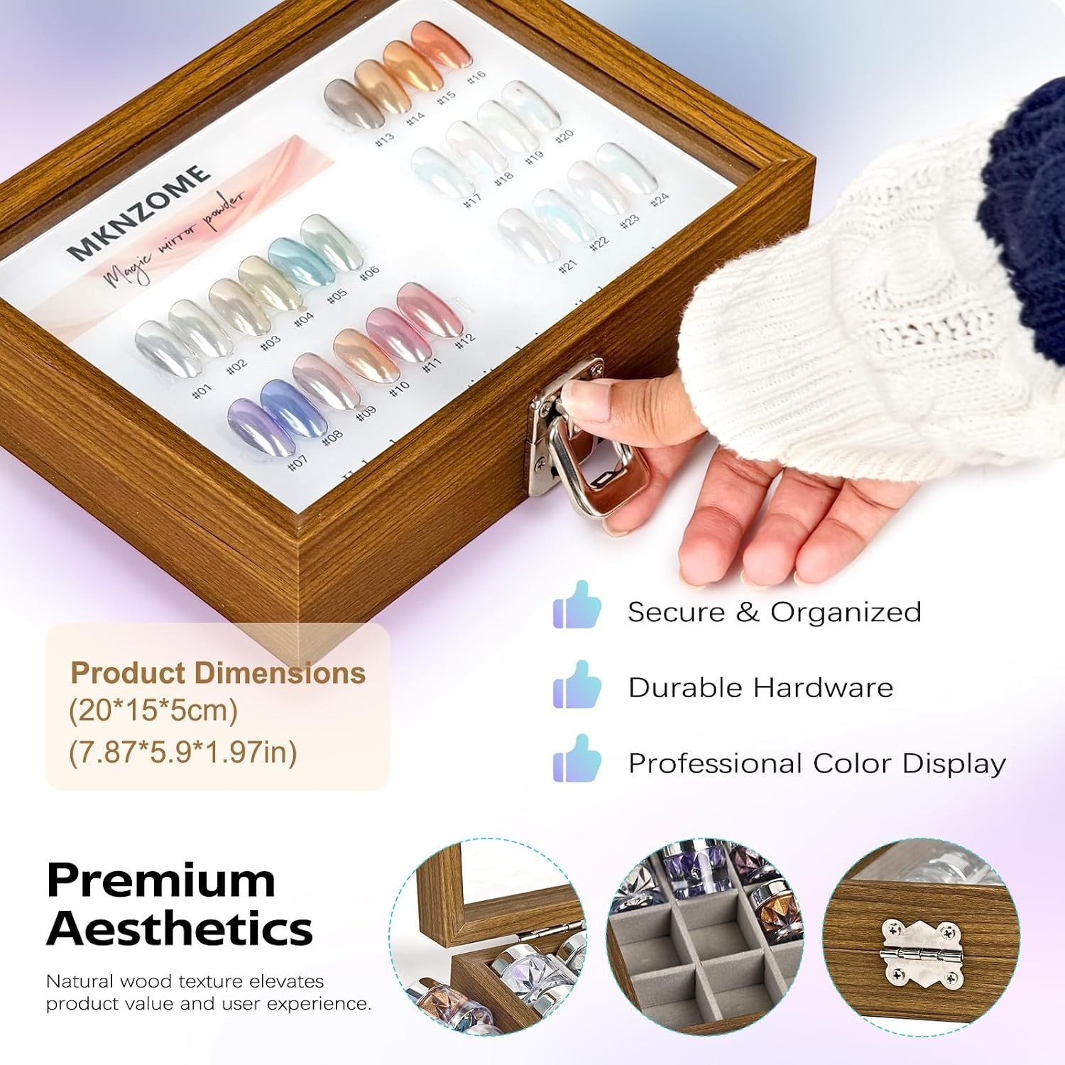 Home Nail Art Decoration Set – 24 Iridescent Chrome Powders