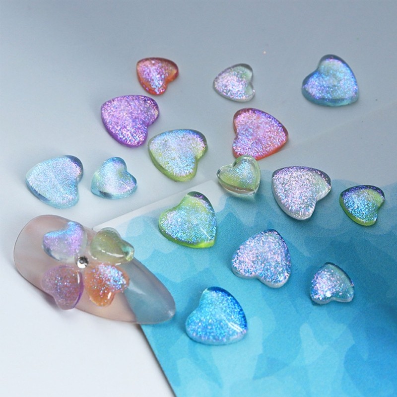 50Pcs Large Nail Art Rhinestones Flat Back Nail Crystals Heart Nail Gems Stone