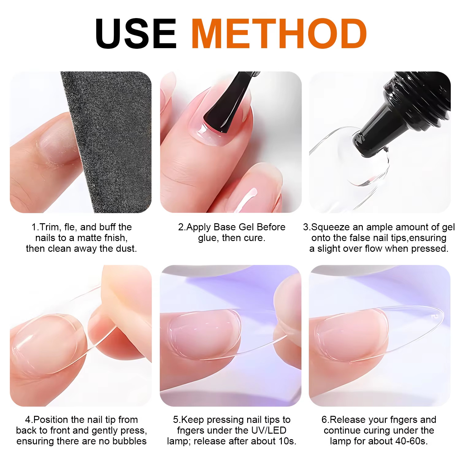 Solid Nail Glue Nail Tips Gel for Press on Nails,Acrylic Nail Gel for Manicure E