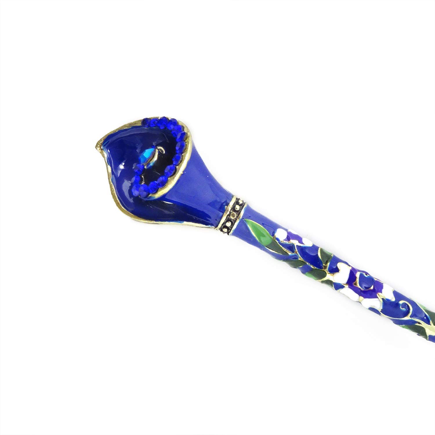 Honbay Cloisonn Vintage Hair Stick With Calla Chinese Traditional Style Blue