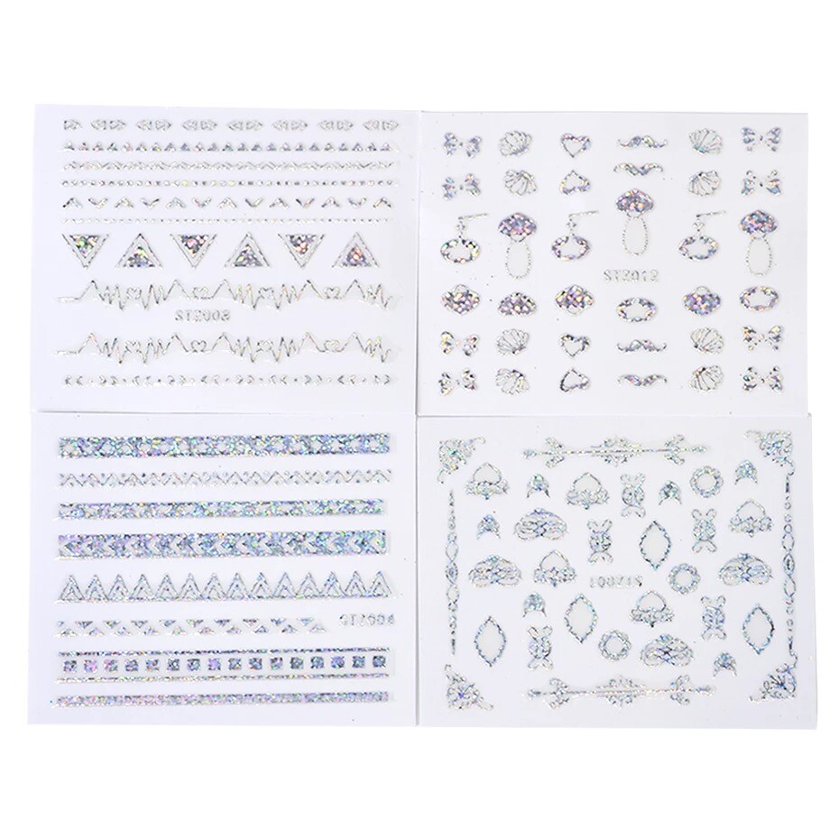 Nail art transfers Holographic 3 SHEET Free Shipping US SELLER