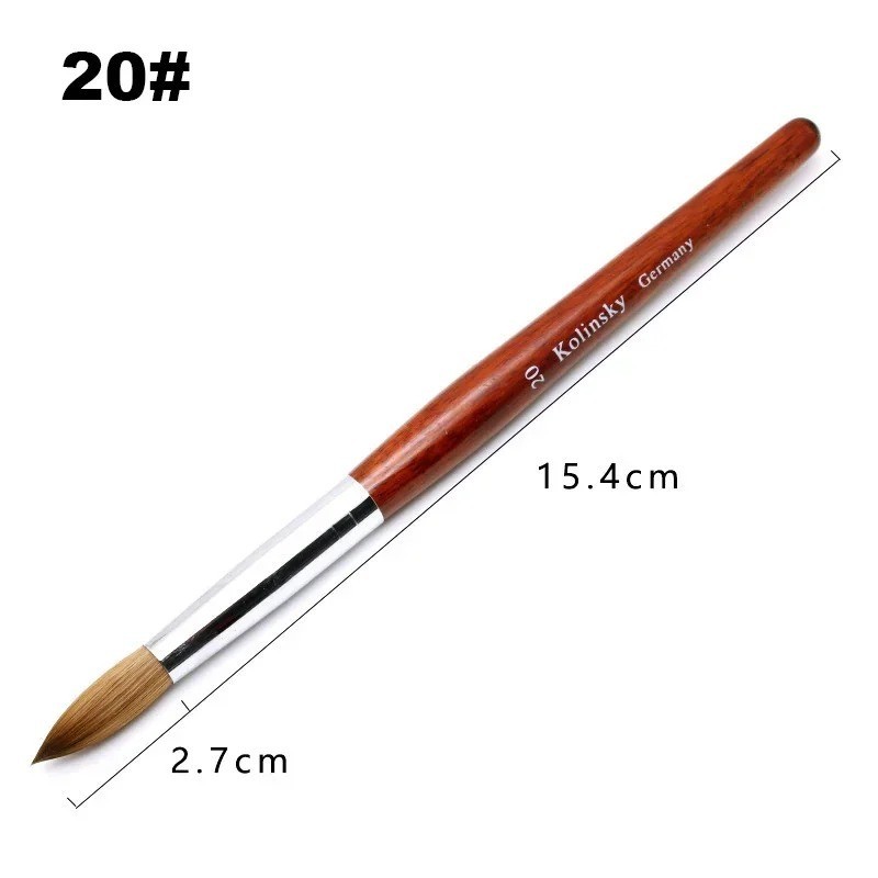 Acrylic Nail Brush Kolinsky Sable Hair Liquid Powder Crystal Pink Metal Handle