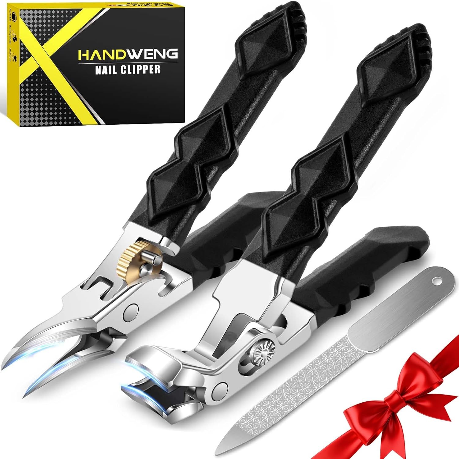 Toenail Clippers for Thick Toenails, Angled Head Large Toe Nail Clippers for
