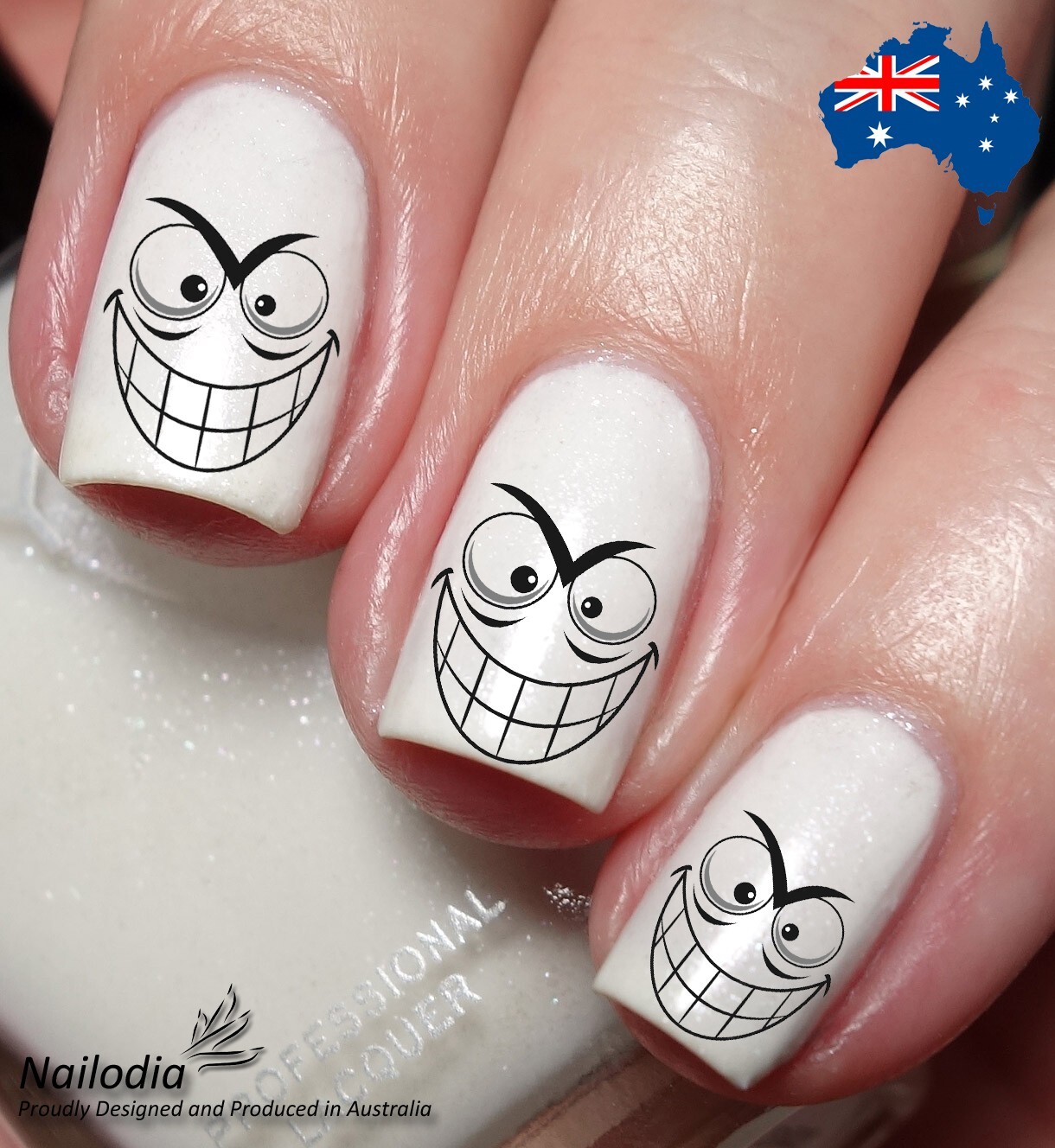 Funny Face Emoji Nail Art Decal Sticker Water Transfer Slider – Happy & Sad