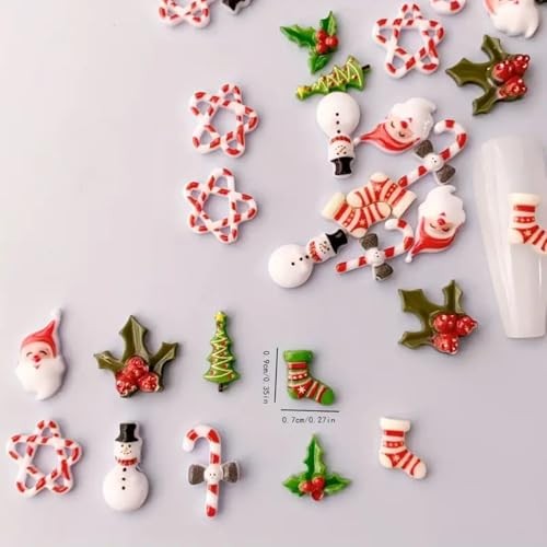 54PCS 3D Christmas Nail Art Charms Christmas Resin Nail Charms Snowman Style-4