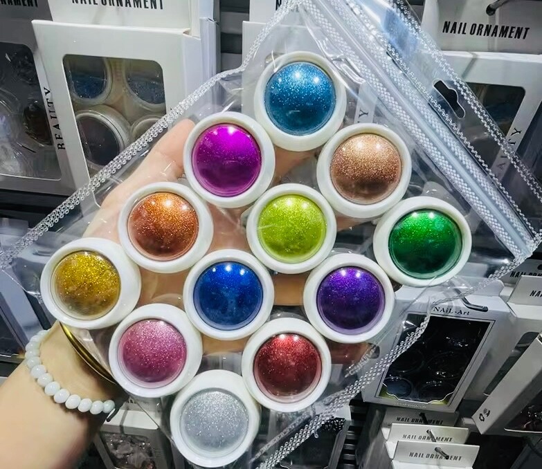12pcs/Set Metallic Mirror Nail .Chrome Powder Set Solid Rubbing Chrome Dust.