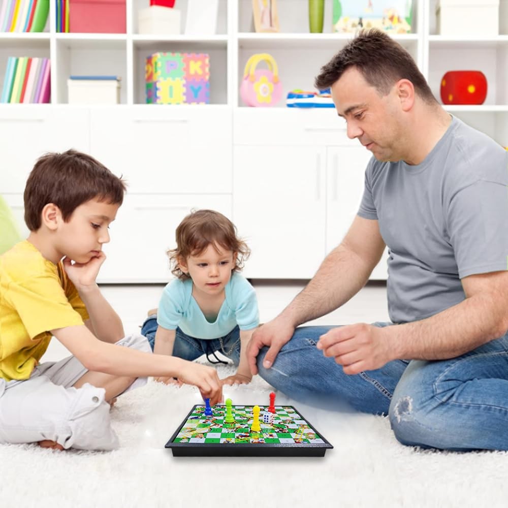 KIDAMI Mini Magnetic Snakes and Ladders Board Game 8 inches, &