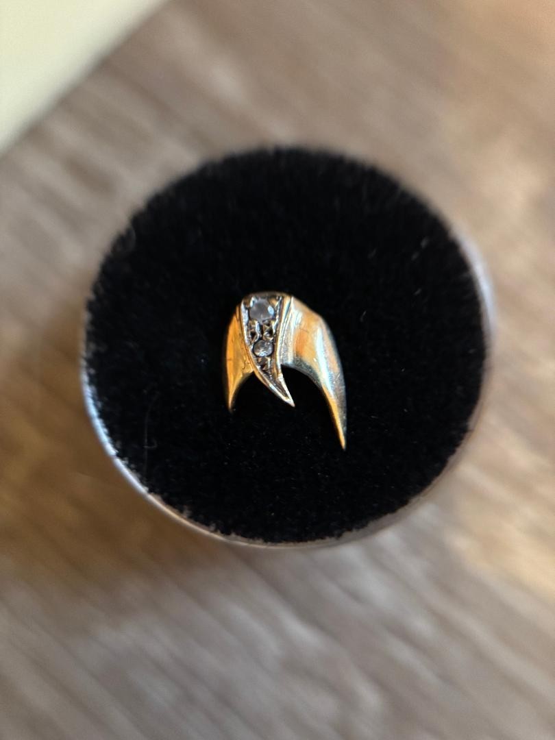 14K Yellow Gold Nail Tip Stud with 2-2 pt. Diamonds in a Charm with Post
