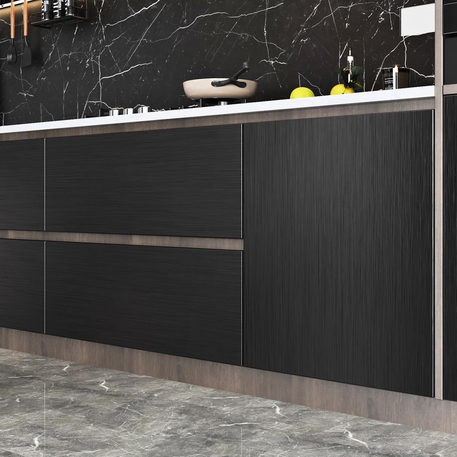 Black Stainless Steel Wallpaper Peel and Stick Backsplash Refrigerator Wrap | Me