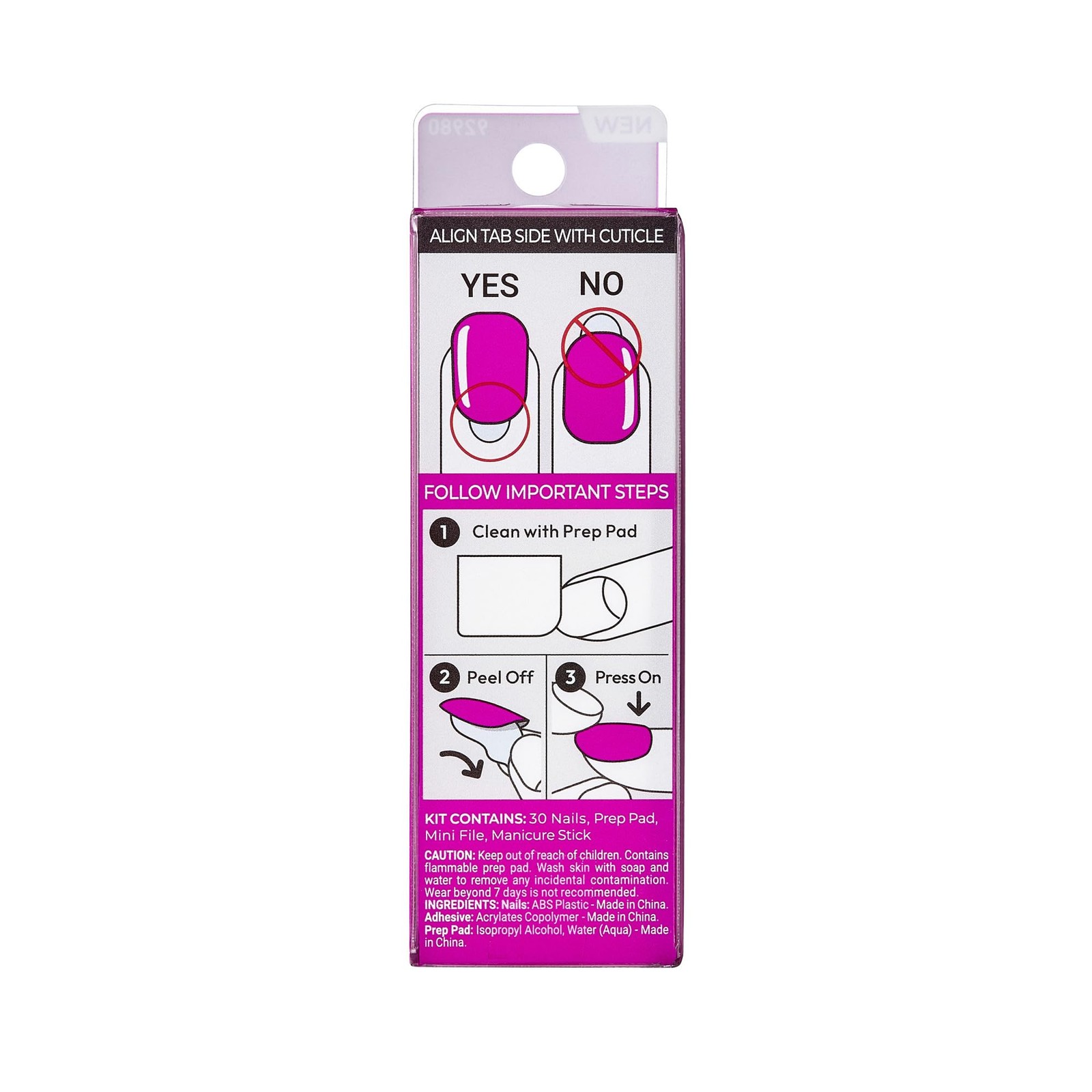 KISS imPRESS No Glue Mani Press On Nails, Color, ‘All Smiles’, Short, Pink