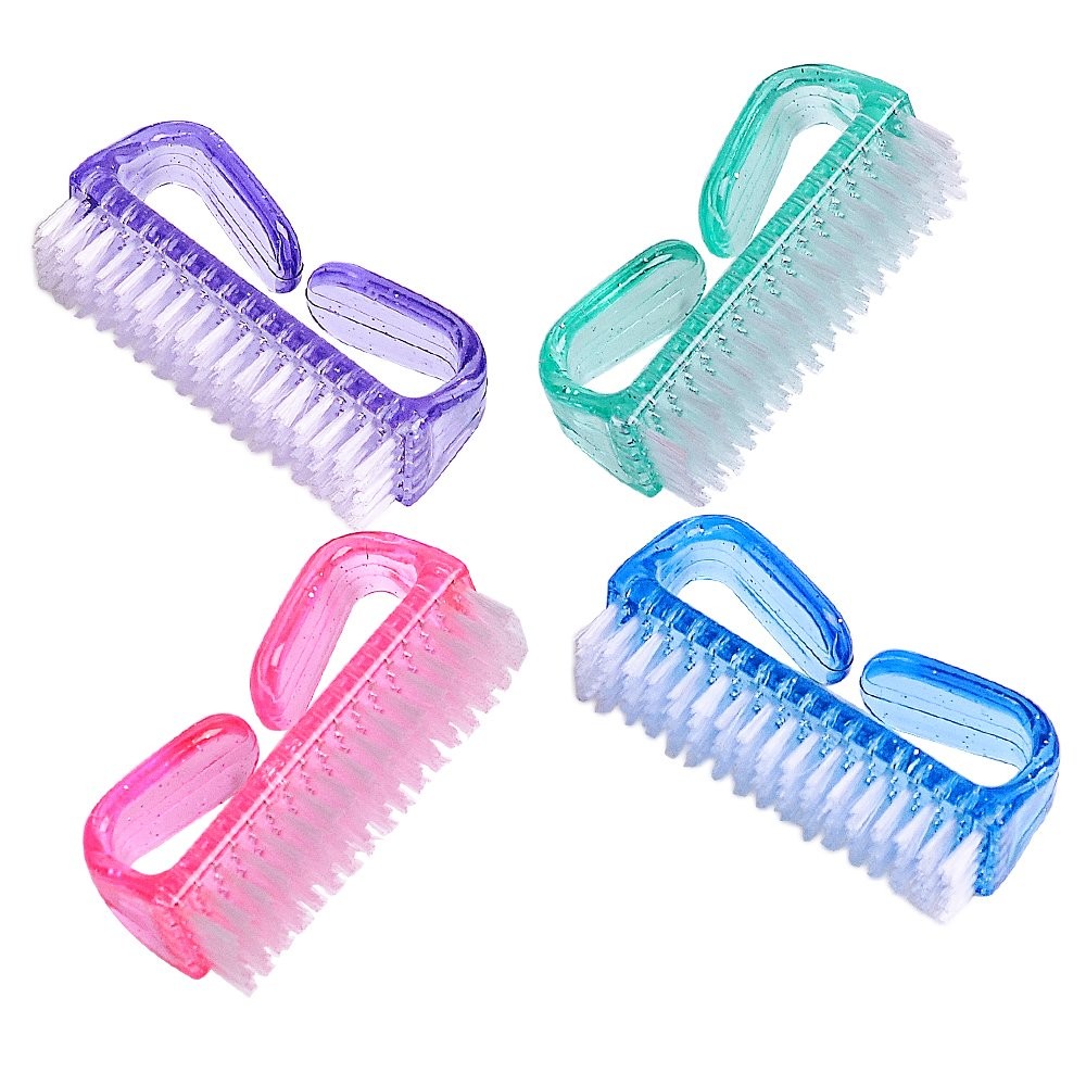 hupos Handle Grip Nail Brush, Fingernail Scrub 4 Count (Pack of 1), Purple