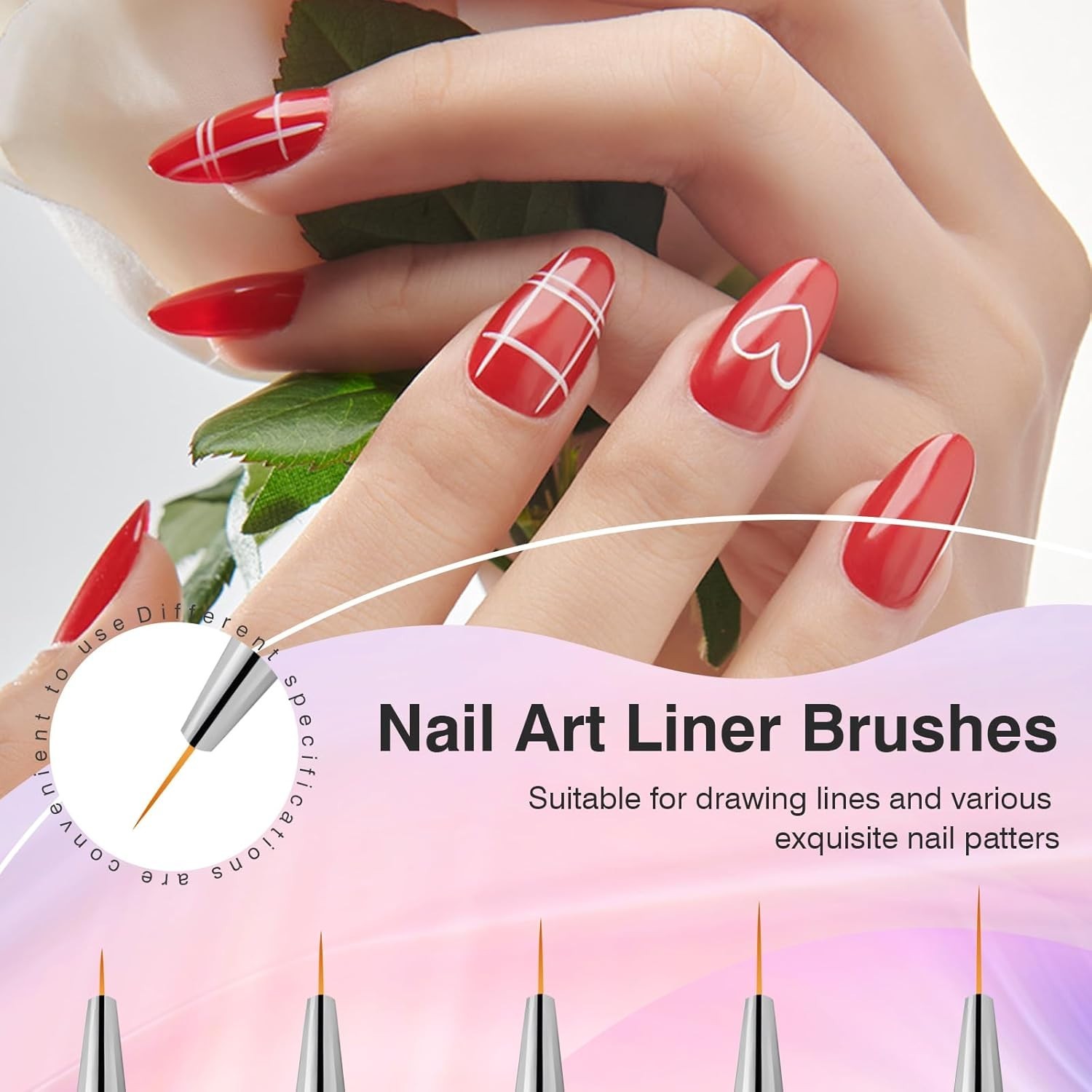 5PCS Nail Art Brush Set – Double-Ended Liner & Dotting Pens for Professionals