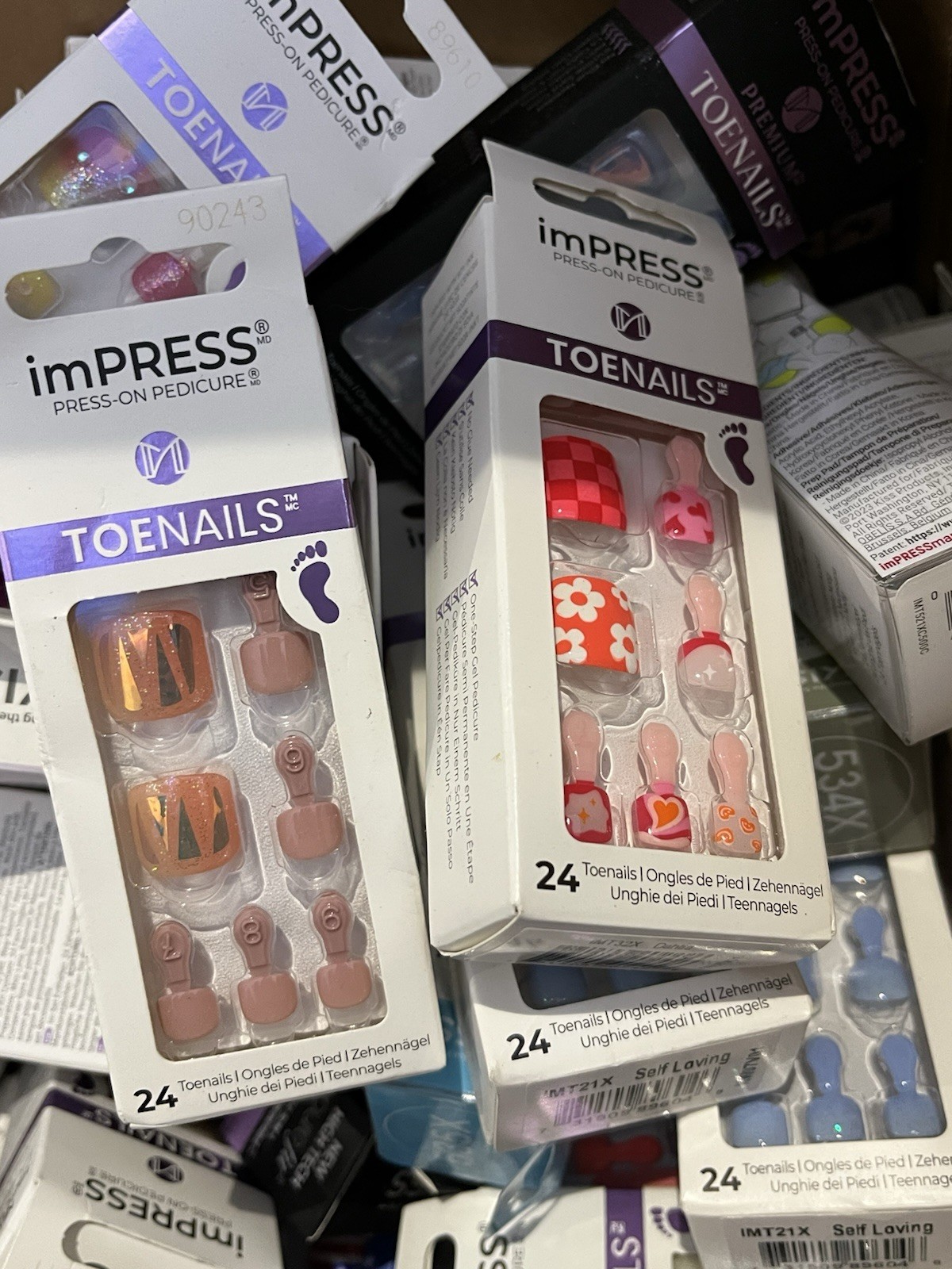 3 Random Packs of Impress Press-On Pedicure Toenails 24 Toe Nails Per Pack