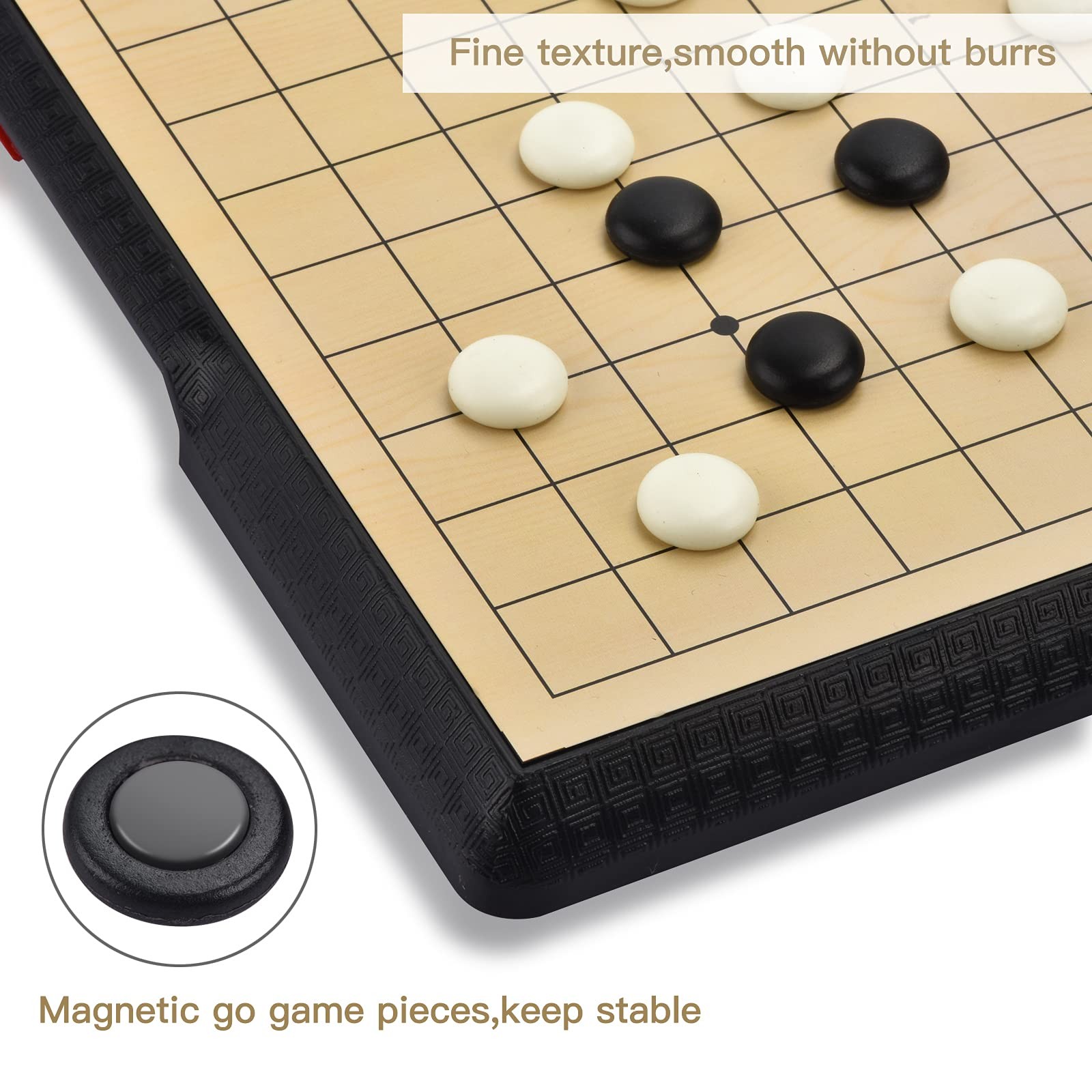 ColorGo 19×19 Go Board Game Set with Large Folding Travel Size, White