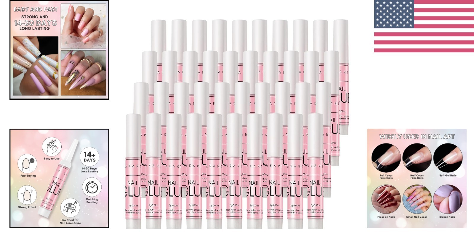 40Pcs Super Strong Nail Glue – Professional Clear Adhesive for Acrylic Nails