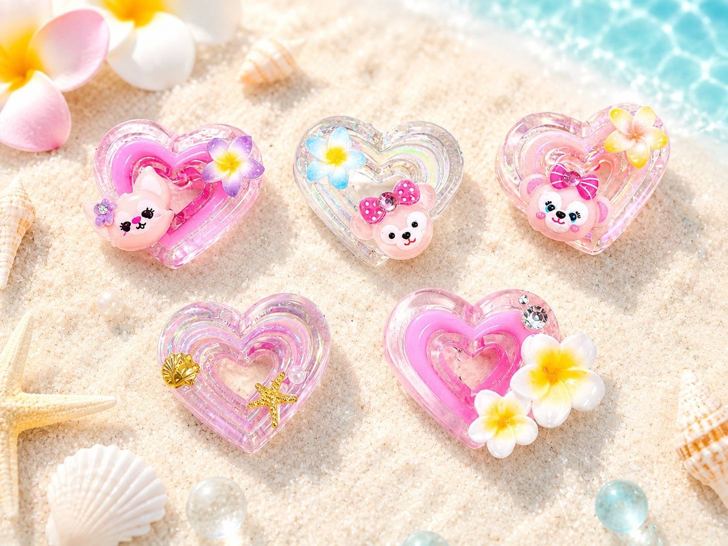 Japanese Handmade Kawaii Heart 3D Resin Nail Charms for Nail Art