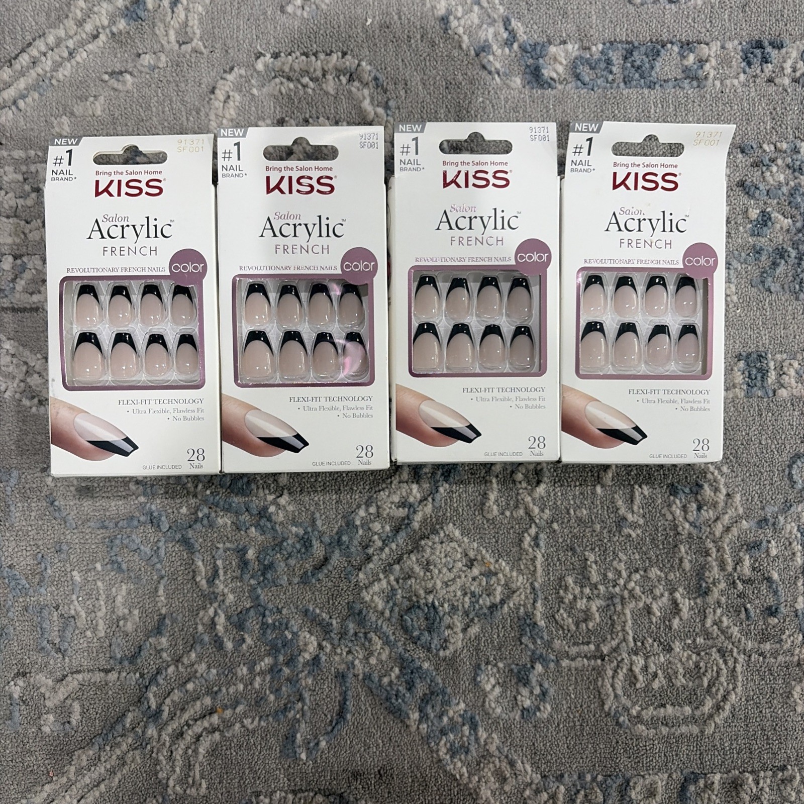 Kiss Salon Acrylic French Revolutionary Nails SF001 Short Manicure 4 Pack