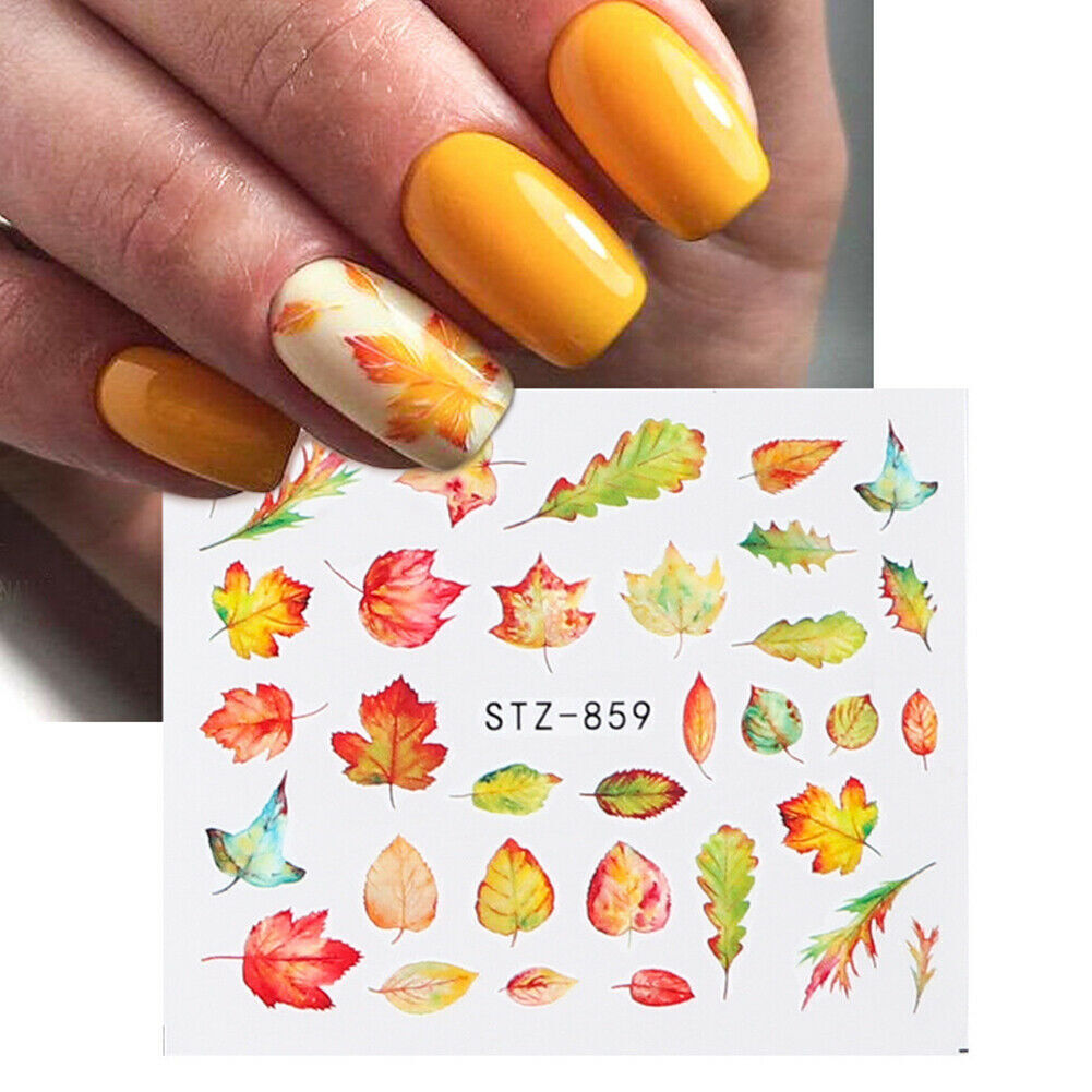 Nail Art Water Transfer Sticker Multicolor Maple Leaf Fall Decals Manicure NH15