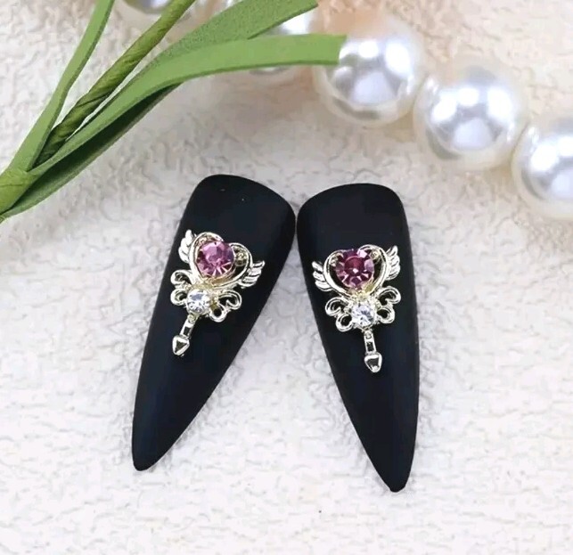 Lot 2 Pkgs 30 Pcs Gold Heart Pink Gem Silver Butterfly Filigree Nail Art Charms