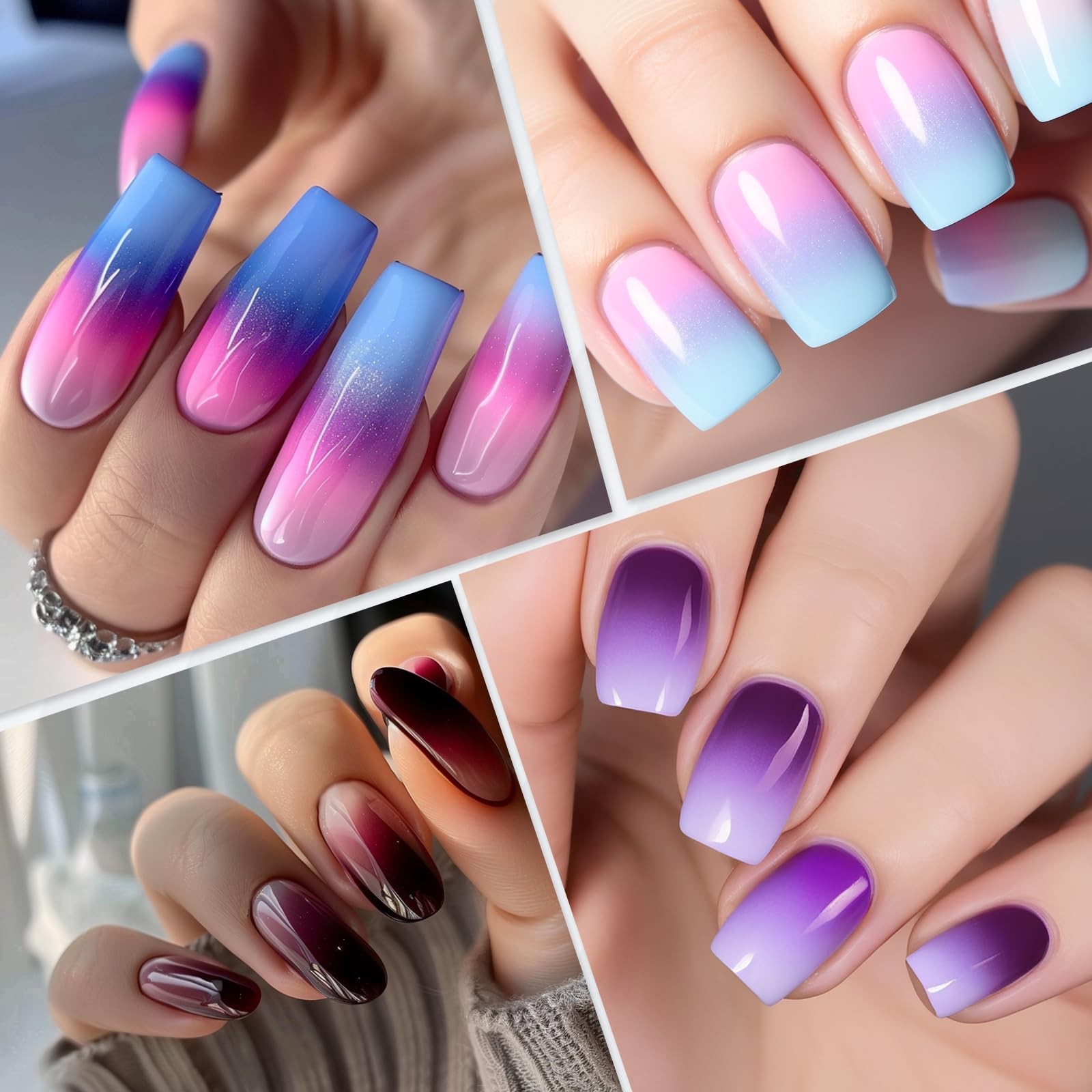 2pc Nail Art Ombre Gradient Brush Set, Nail Gradient Painting Brush Includes …