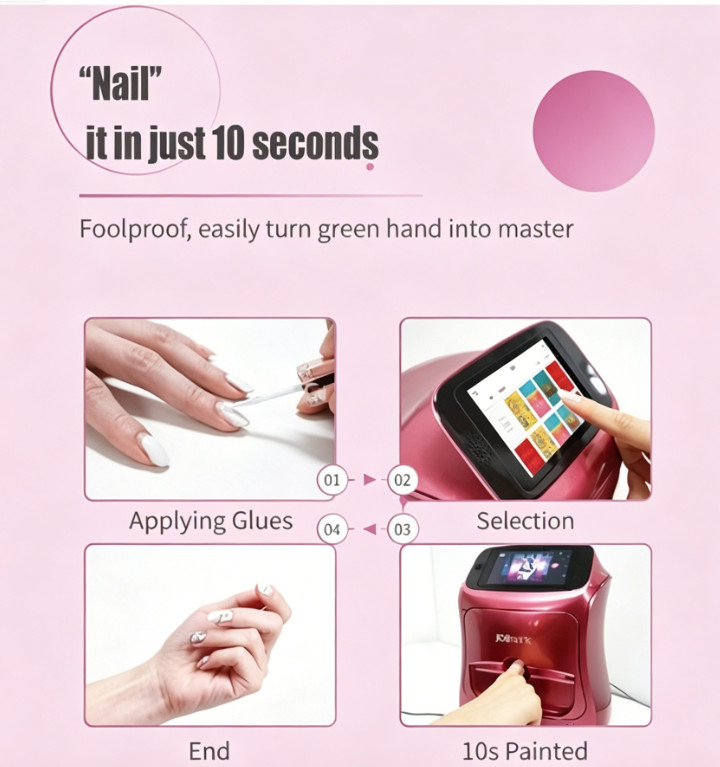 3D Touch Screen Nail Printer APP DIY Auto Nail Art Printing Machine w/ Gel Dryer