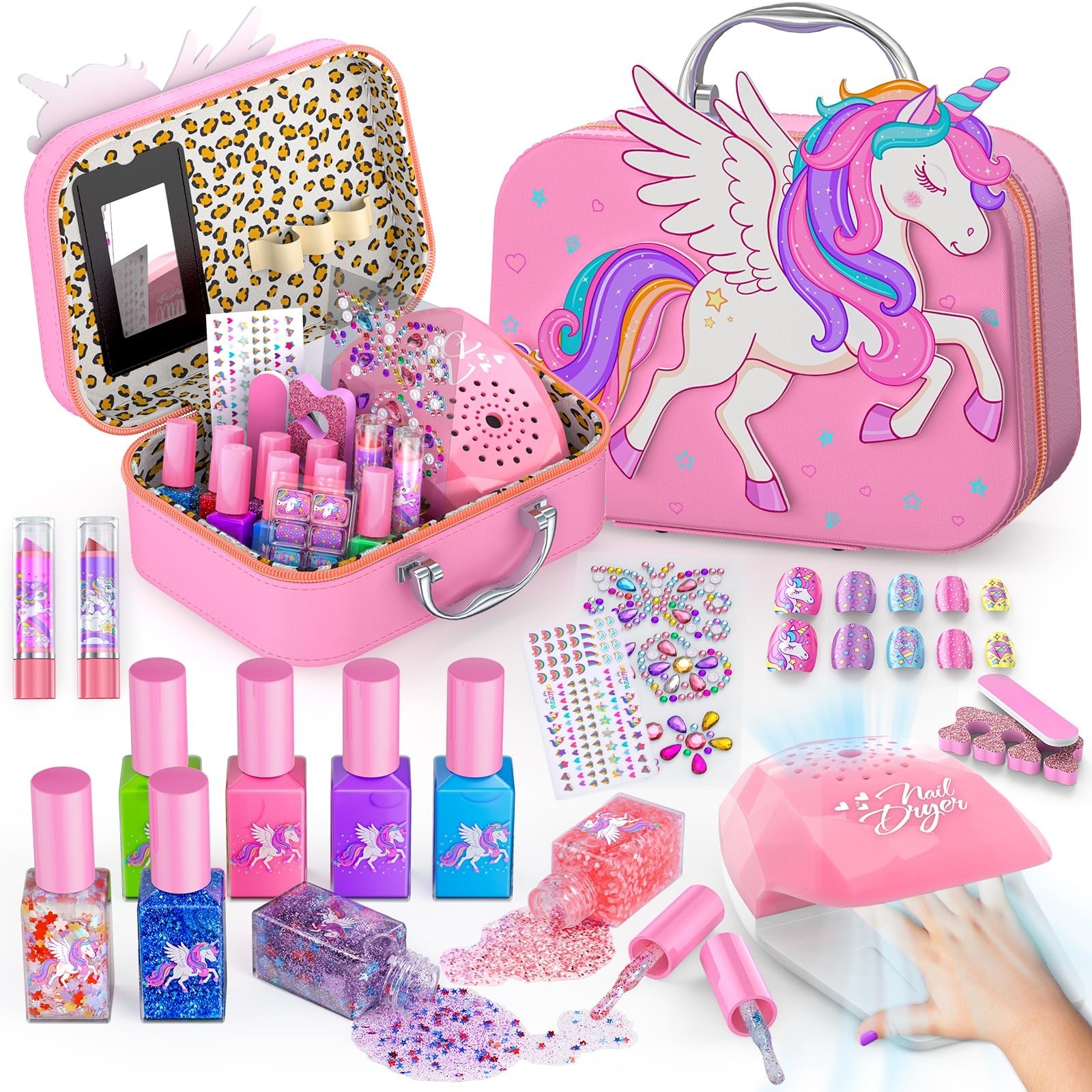 Kids Nail Polish Set for Girls Toys, Washable Quick-Dry Toddler Nail Art Kit …