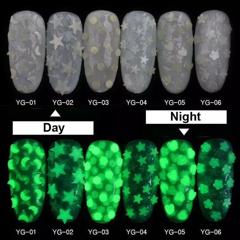 Luminous NAIL SEQUINS Glow In The Dark Paillette Fluorescent Glitter Star Round