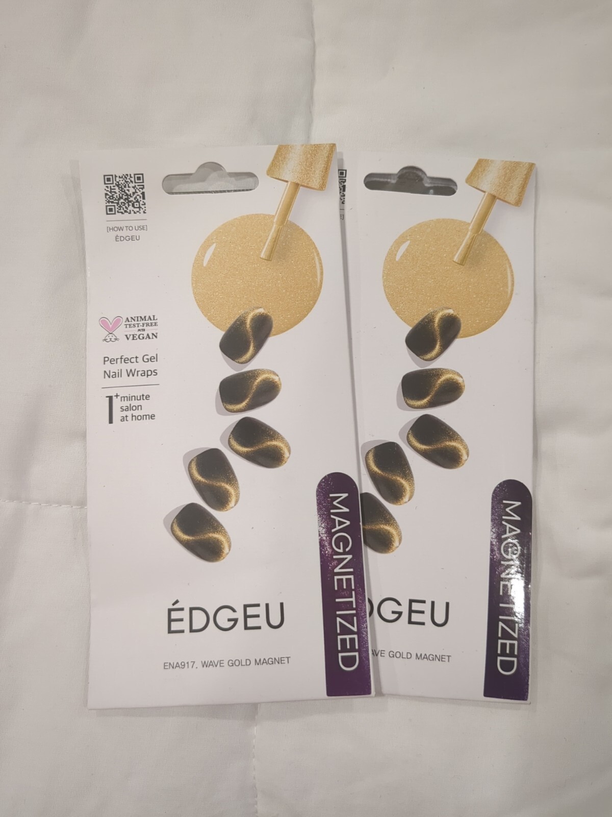 Perfect Gel Nail Wraps, ENA 917 Wave Gold Magnet, 2- 19 Piece Kits New