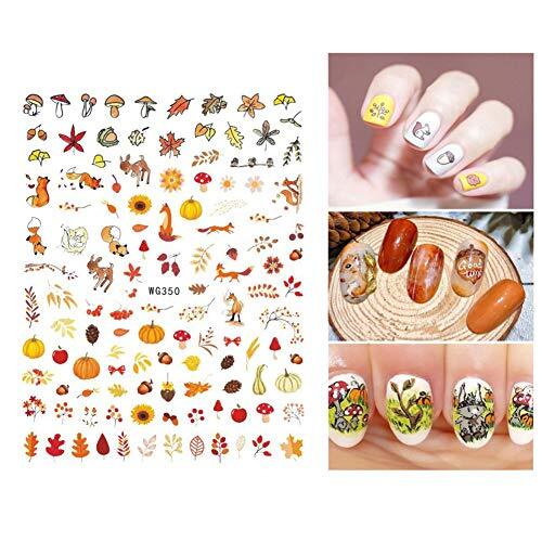 3D Thanksgiving Nail Art Stickers 6 Sheets Autumn Fall Nail Art Accessories C