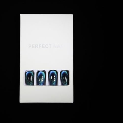 Stiletto Press on Nails – Deep Space Blue Long Fake Nails – Velvet Effect