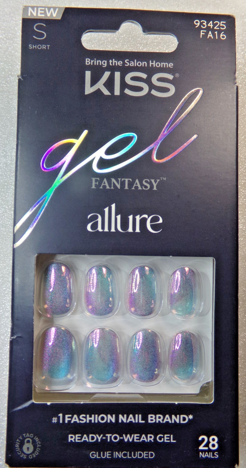 KISS Gel Fantasy NAILS Shiny Blue Pink Cats Eye Glue on Short