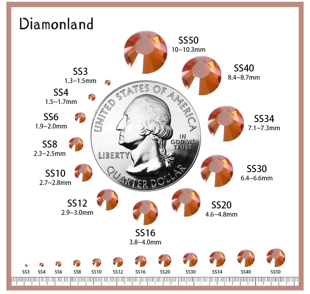 Diamonland Flatback Glass Crystal Rhinestones Rounds Gems for Bedazzling Nail…