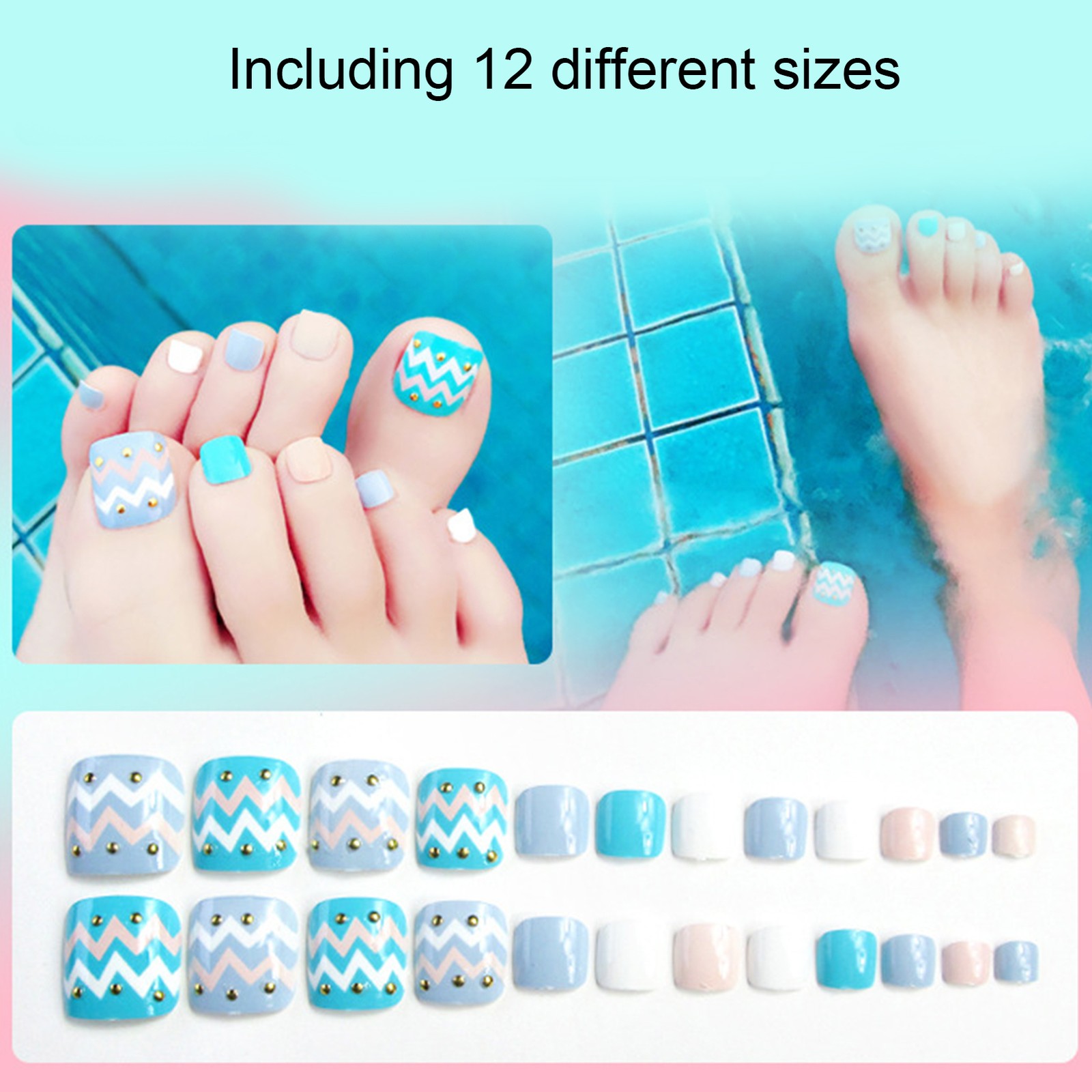 24pcs Fake Toe Nails Charming Design For Parties & Weddings Excellent