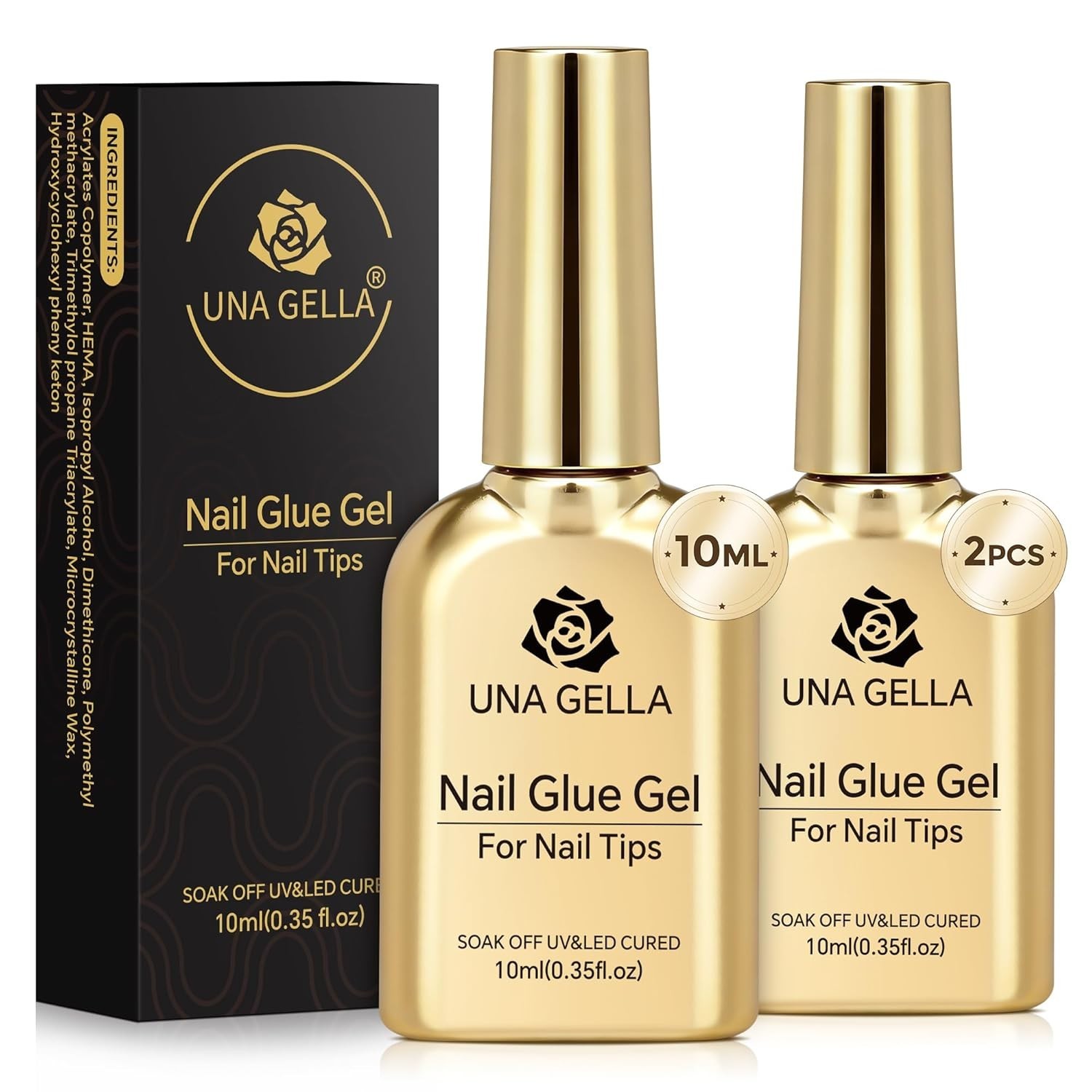 9 in 1 Gel Nail Glue for Clear Acrylic Nails Tips 2Pcs 10ml Long Lasting Supe…