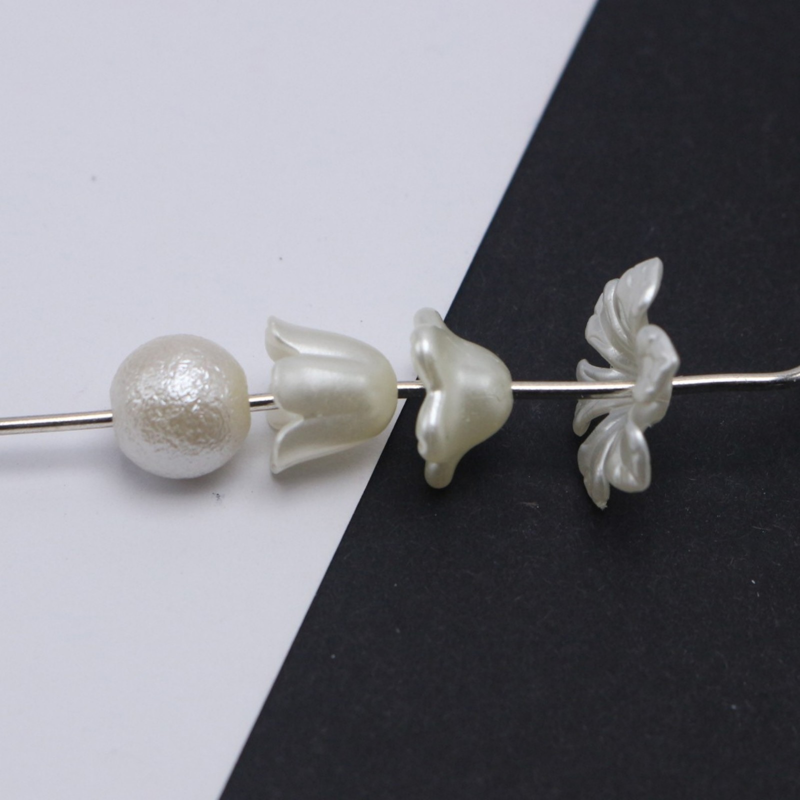 50pcs Mixed Baroque Pearl Beads Cabochons Flatback Flower Bows Leaves Cute Kawai