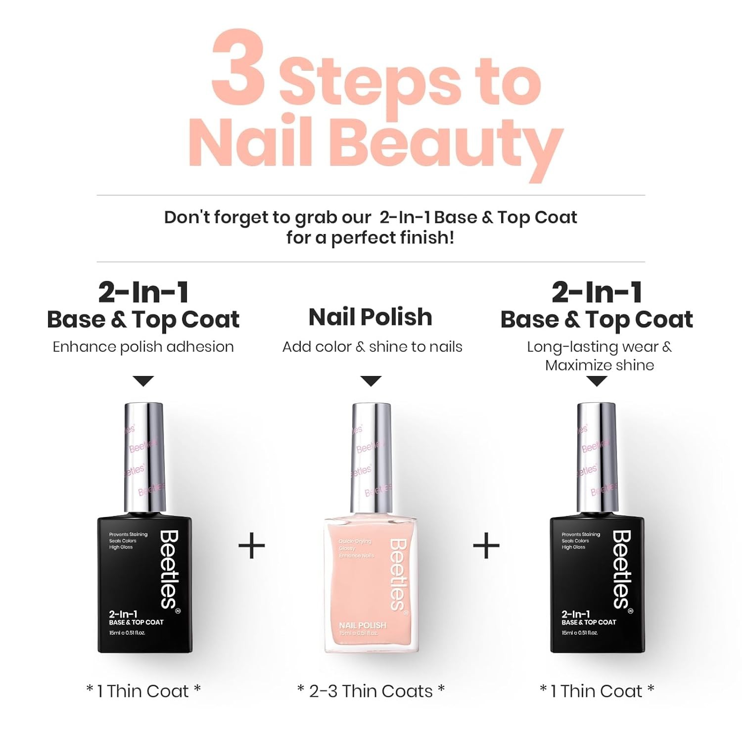 Beetles Nude Pink Jelly Nail Polish Strengthener Concealer Fast Dry 0.51oz