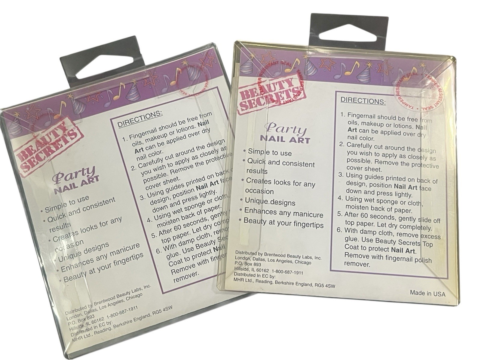 Vintage Beauty Secrets Party Nail Art Tattoos SET Of TWO